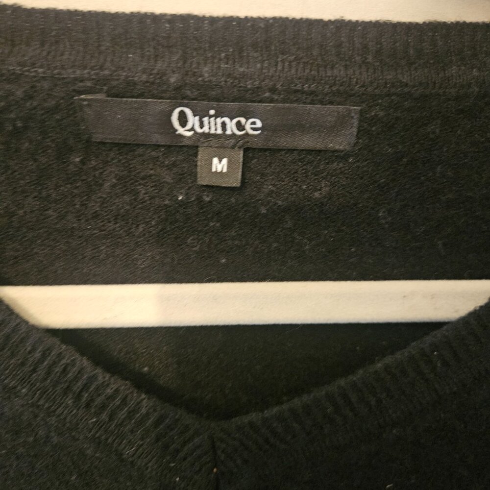 Quince 100% Mongolian Cashmere V-Neck Sweater Black M - Picture 3 of 4